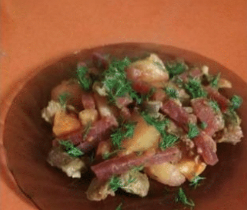 Овощное рагу с куриными сердечками и желудочками