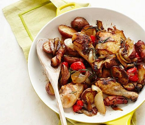Жареная курица с беконом