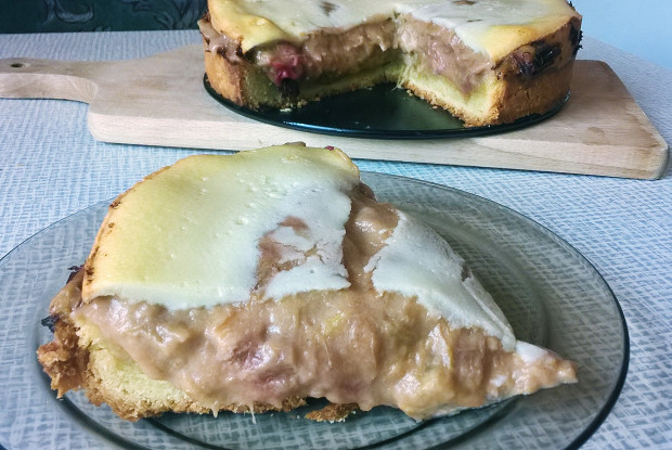 Пирог из ревеня, пудинга и пенки