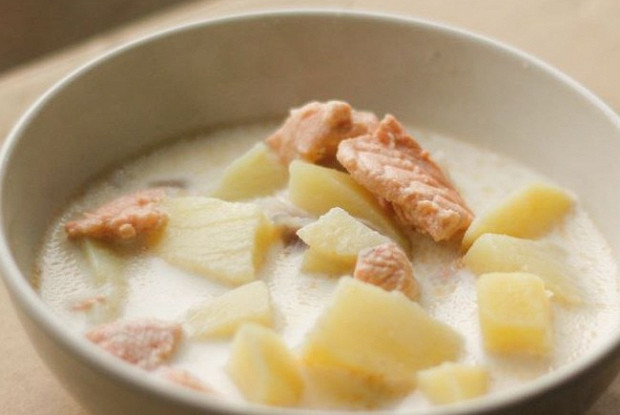 Фото рецепт Сливочный суп из семги