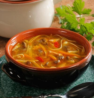 Лапша с куриной печенкой