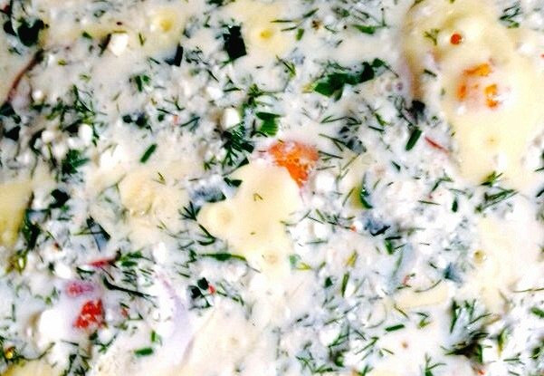Творог с сыром, яйцом и зеленью
