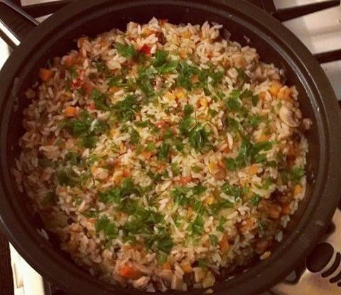 Грибное ризотто с овощами
