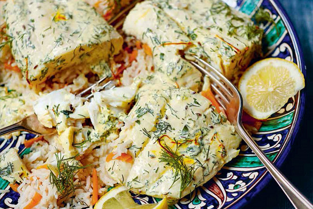Пилав с рыбой и шафраном